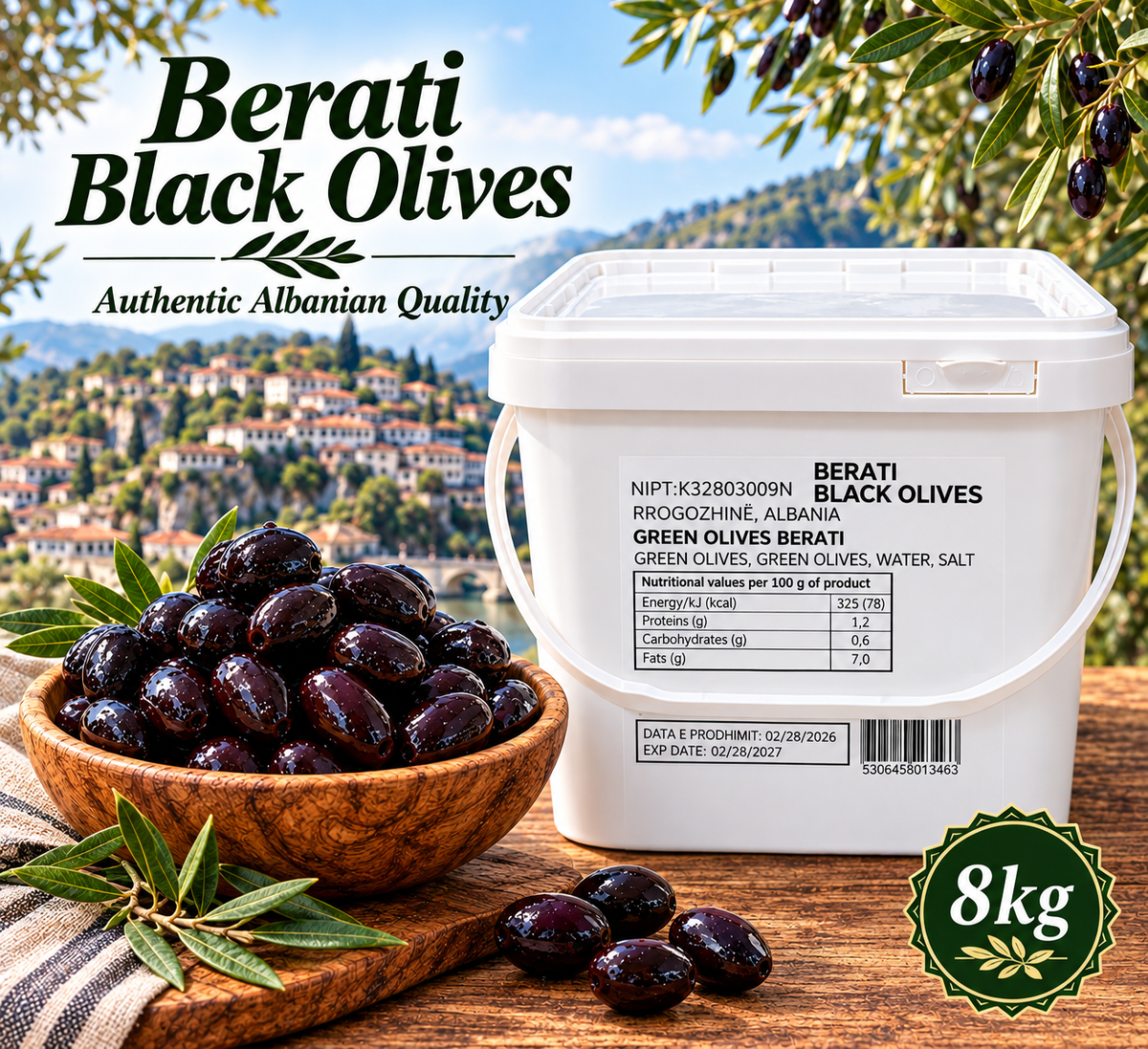Malaj Berati Black Olives 8KG