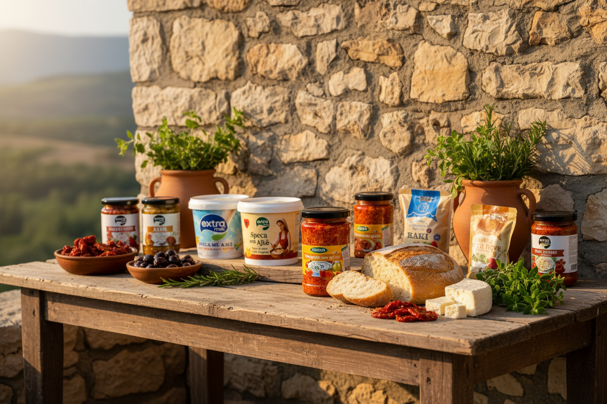 Mediterranean Albanian Food Scene - Legible Labels